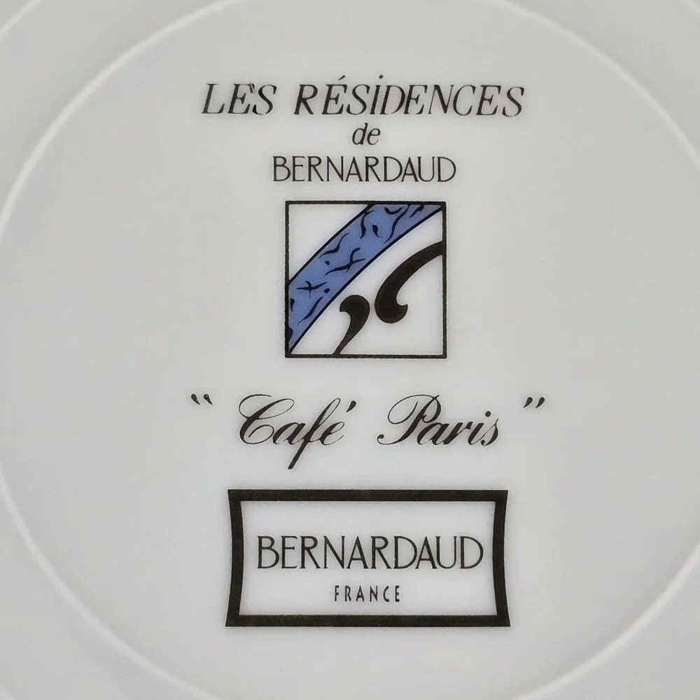BERNARDAUD Cafe Paris Blue Pasta Bowl Limoges Porcelain France 9” Salad
